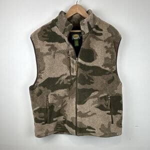 Cabela's Berber Fleece Men's Camo Hunting Vest Sz L Zippered Pockets